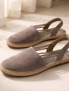Toni Pons NURIA Suede Slingback Espadrille Flats in Taupe